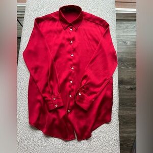 Zara red satin effect blouse - XS